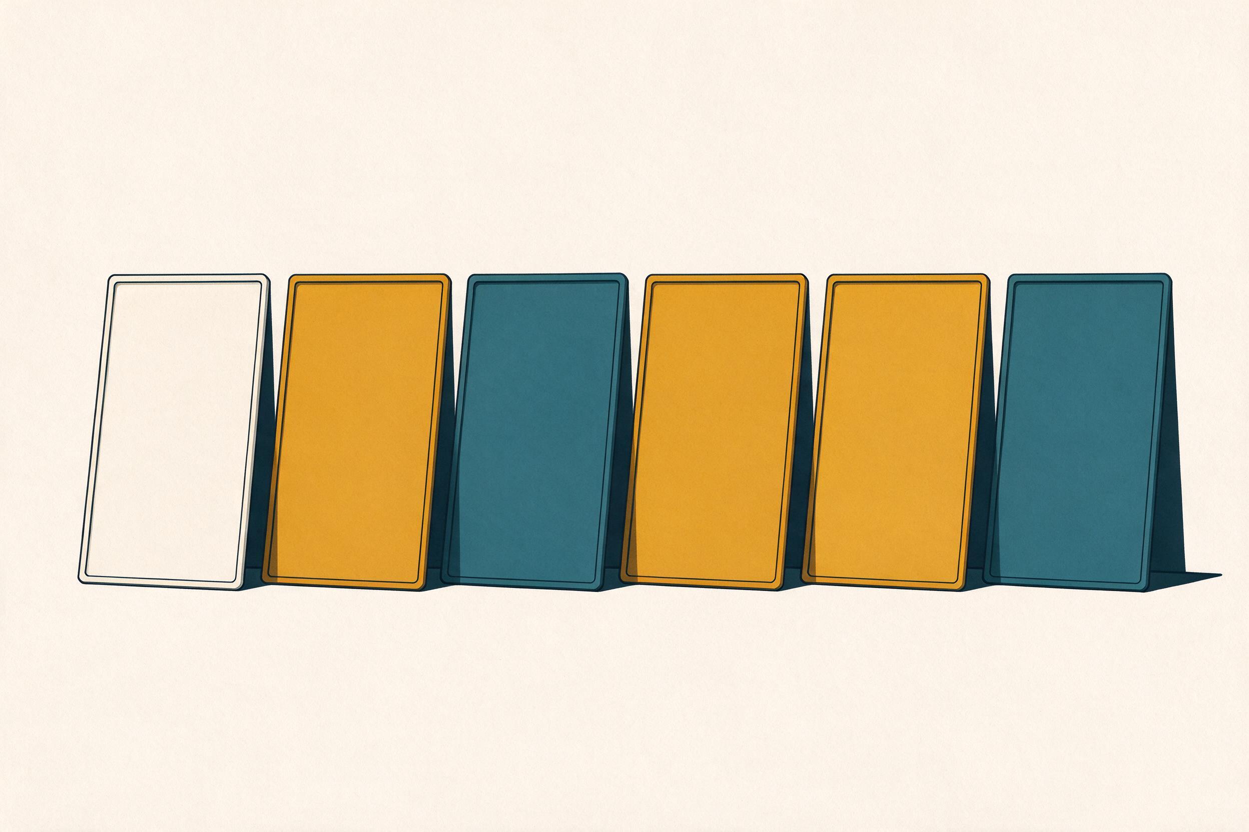 Illustrative flat illustration of blank sign plates (illustrative, not a photograph)